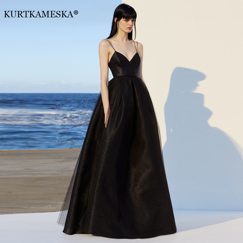 Women Formal Wear Dress - Elegant Spaghetti Strap Evening Guest Prom