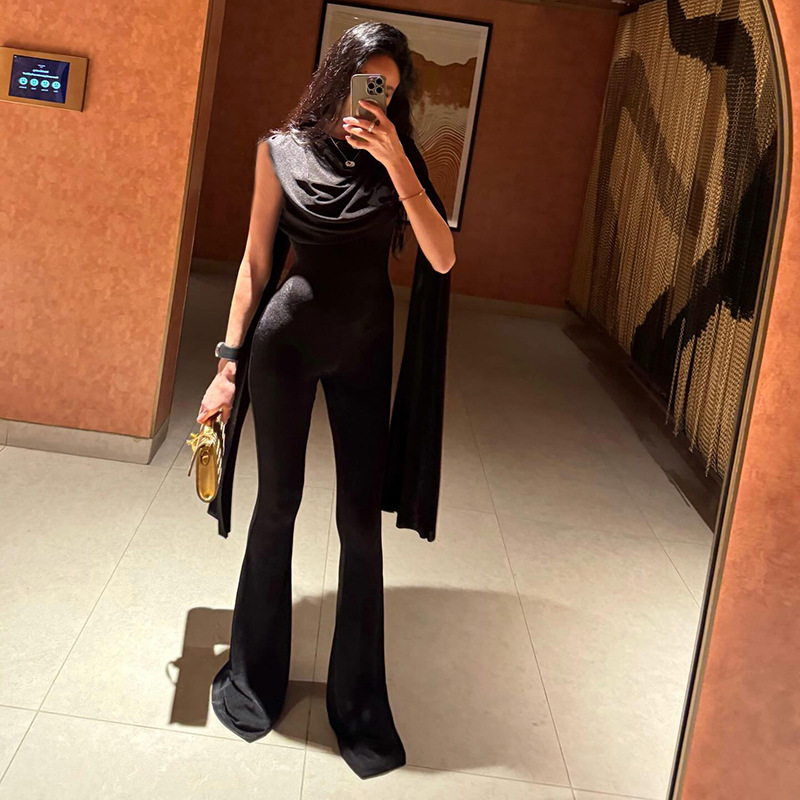 Women'S Formal Jumpsuit Evening Wear - Black Women Jumpsuit Sexy Sleeveless With