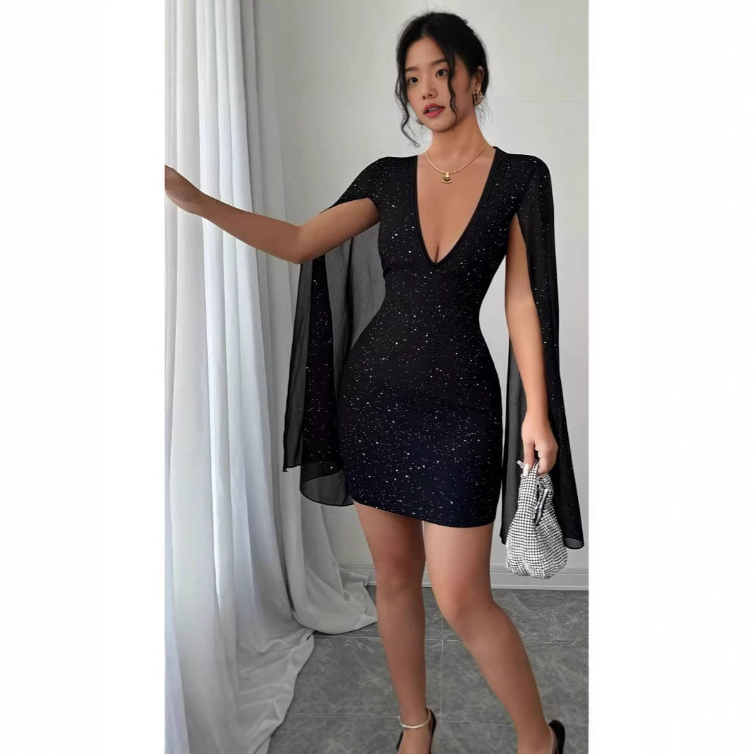 Women Formal Wear Dress - V Neck Bodycon Midi Dress Elegant