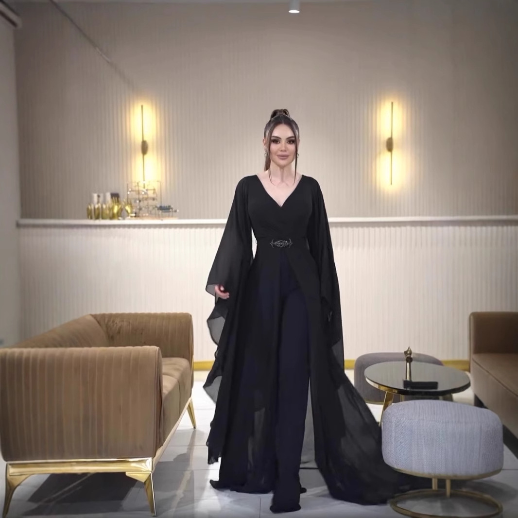 Women'S Formal Jumpsuit Evening Wear - Arabia Black Women Jumpsuit Prom Dress