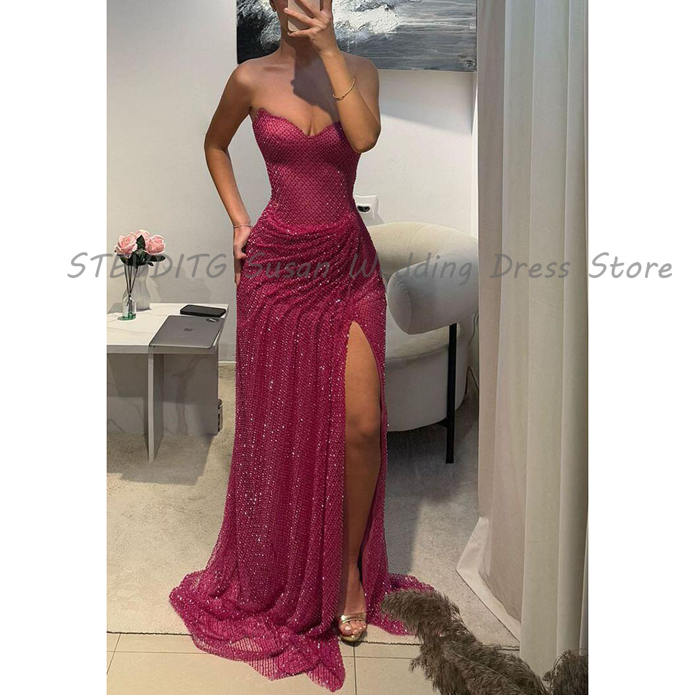 Women Formal Wear Dress - Exquisite Evening Dresses Women Vent Strapless