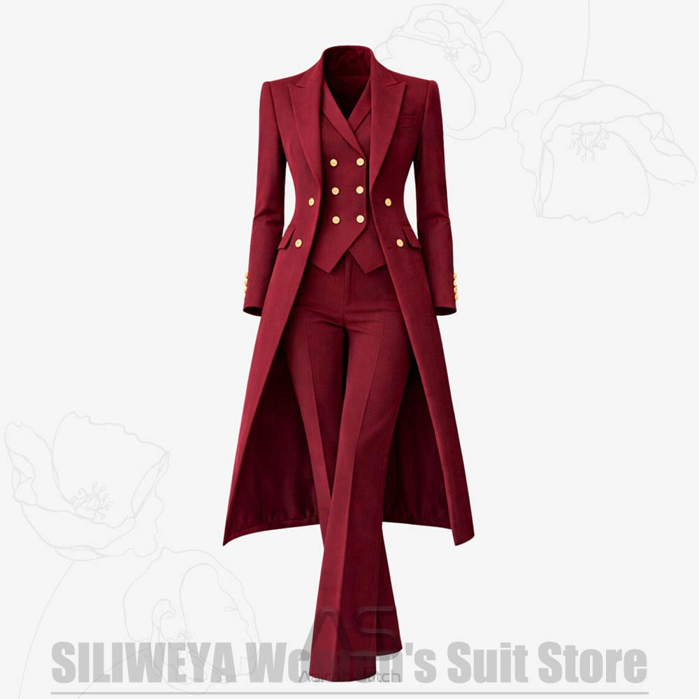 Women Formal Wear Coat - Women's Suit 3 Piece Double Breasted