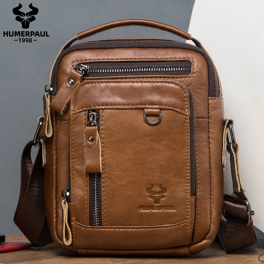 Structured Handbag Work - HUMERPAUL 100% Genuine Leather Men's Shoulder