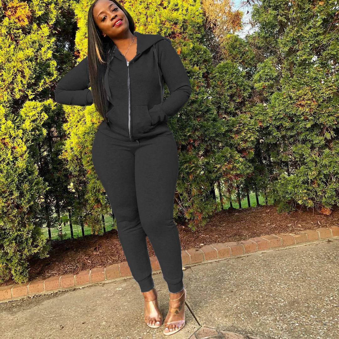 Monochrome Suit Set - Monochrome Fleece Sports Suit for Women