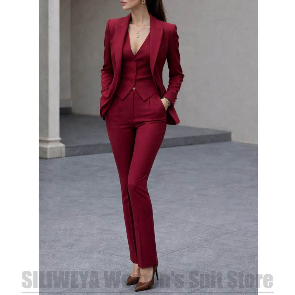 Women Formal Wear Blazer Set - Women 3 Piece Suit Set Blazer