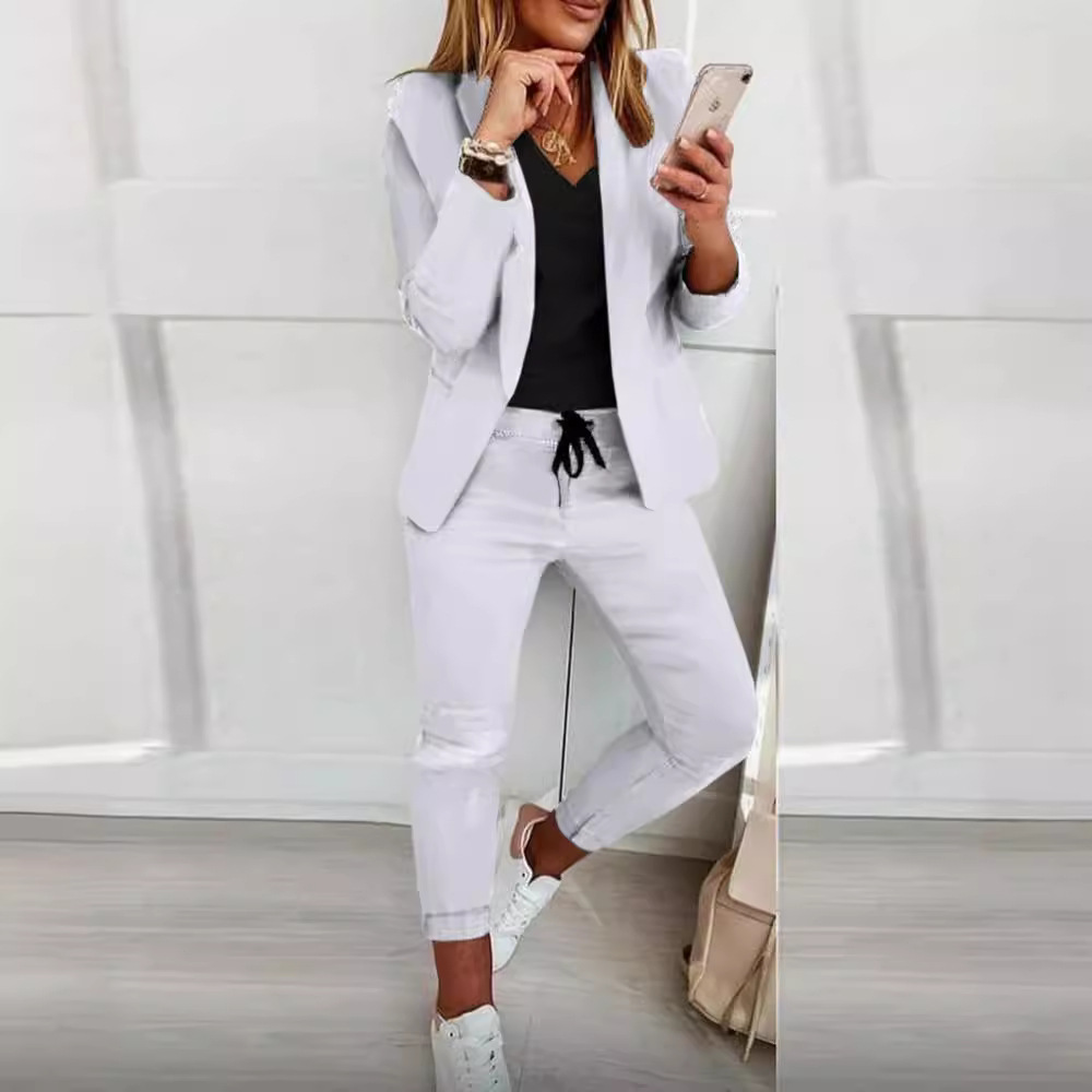 Monochrome Suit Set - Women's Monochrome Casual Business Suit Temperament