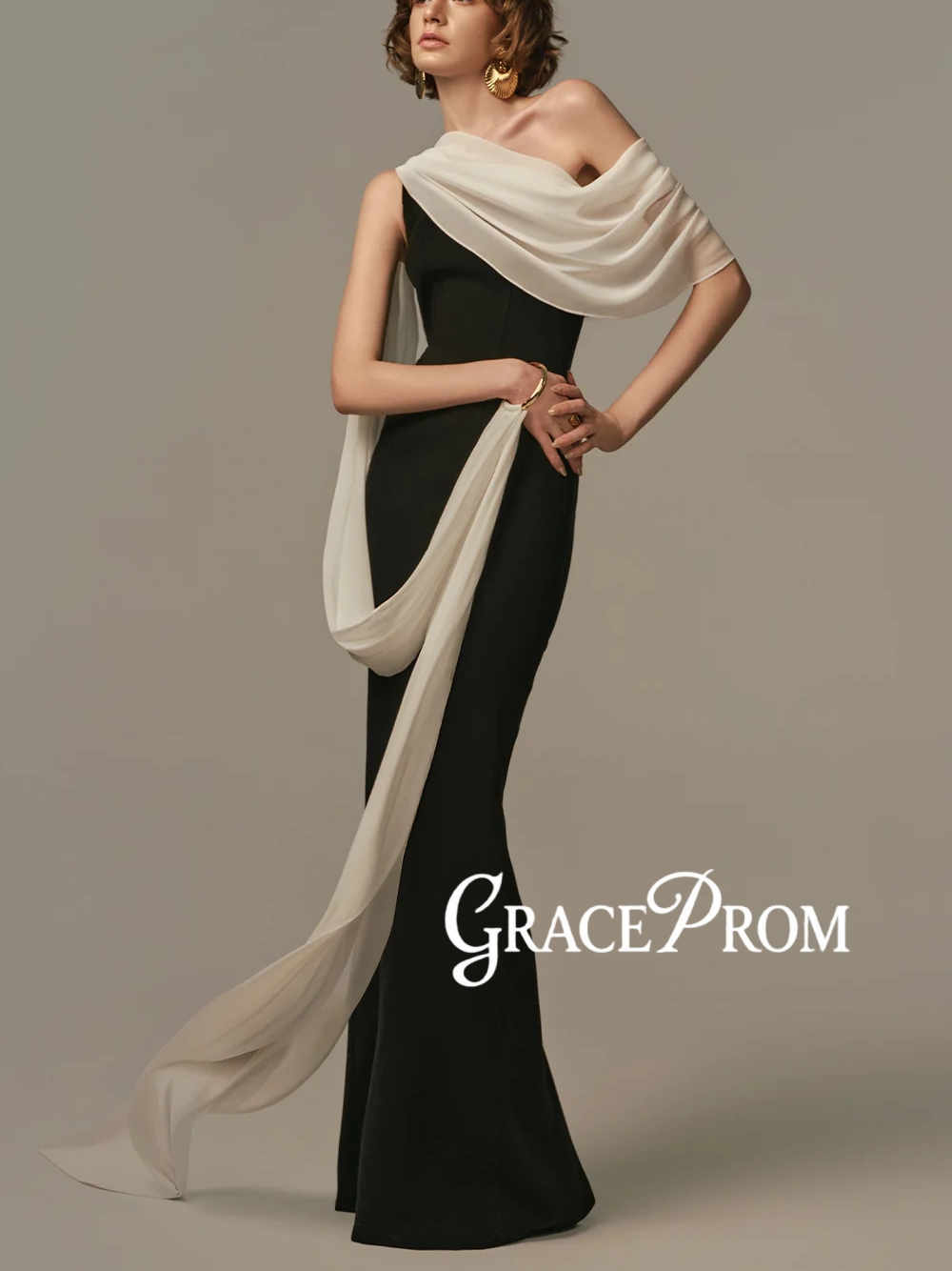 Elegant Two Tone Evening Gown  - Formal Gala Wear Women 评论和价格
