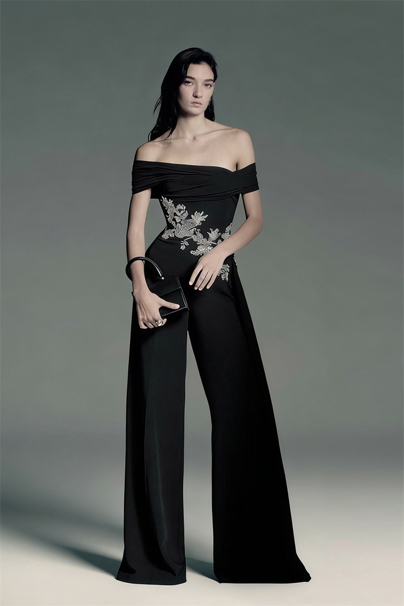 Black Crystals Women Jumpsuit  - Women'S Formal Jumpsuit Evening Wear 评论和价格