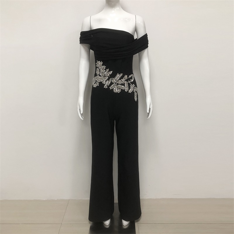 Black Crystals Women Jumpsuit  - Women'S Formal Jumpsuit Evening Wear 评论和价格