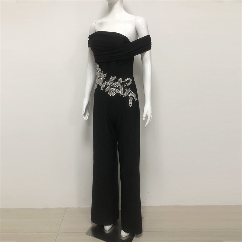 Black Crystals Women Jumpsuit  - Women'S Formal Jumpsuit Evening Wear 评论和价格