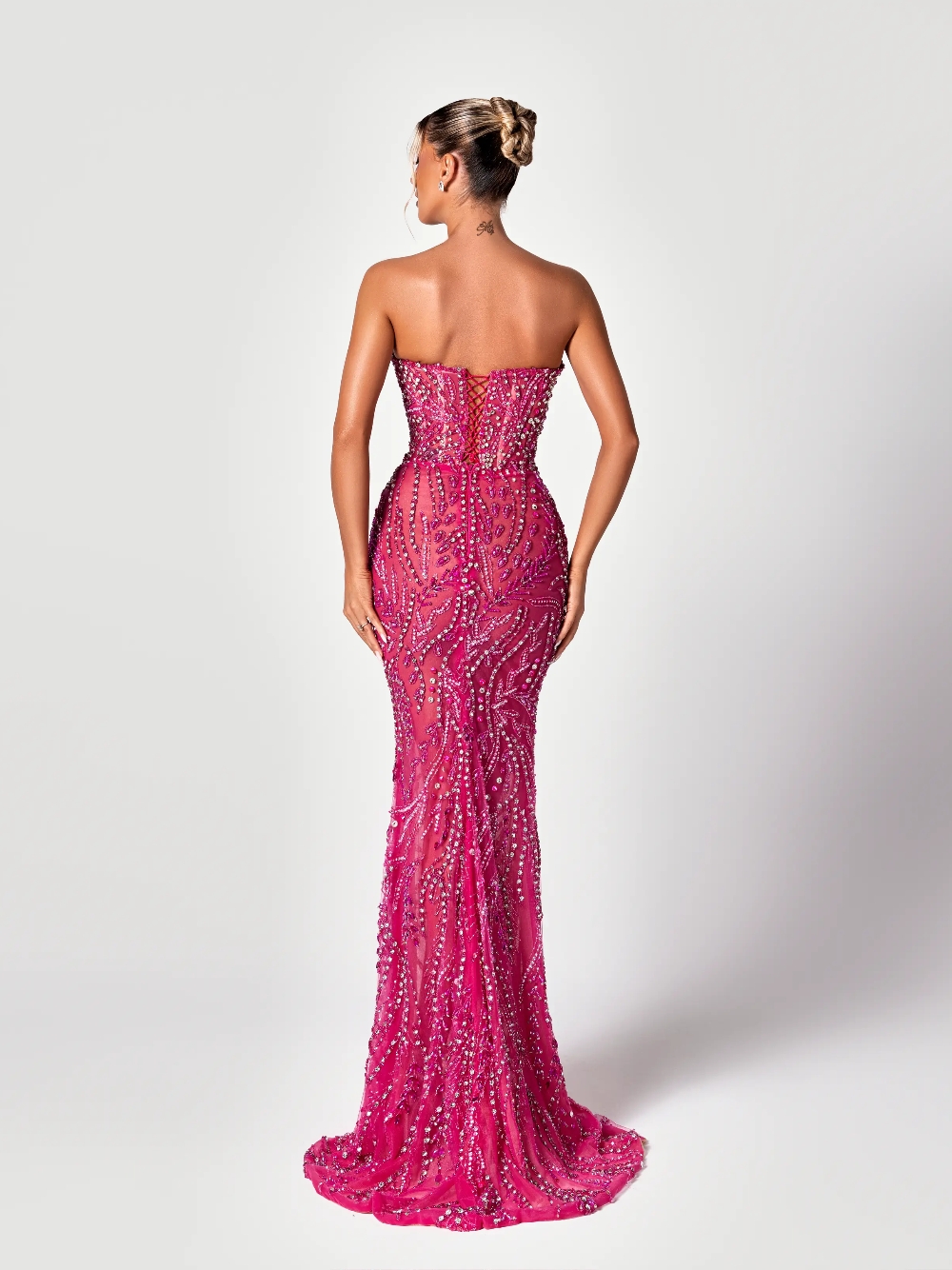 Fuchsia Cut Out Sweet Evening  - Formal Gala Wear Women 评论和价格