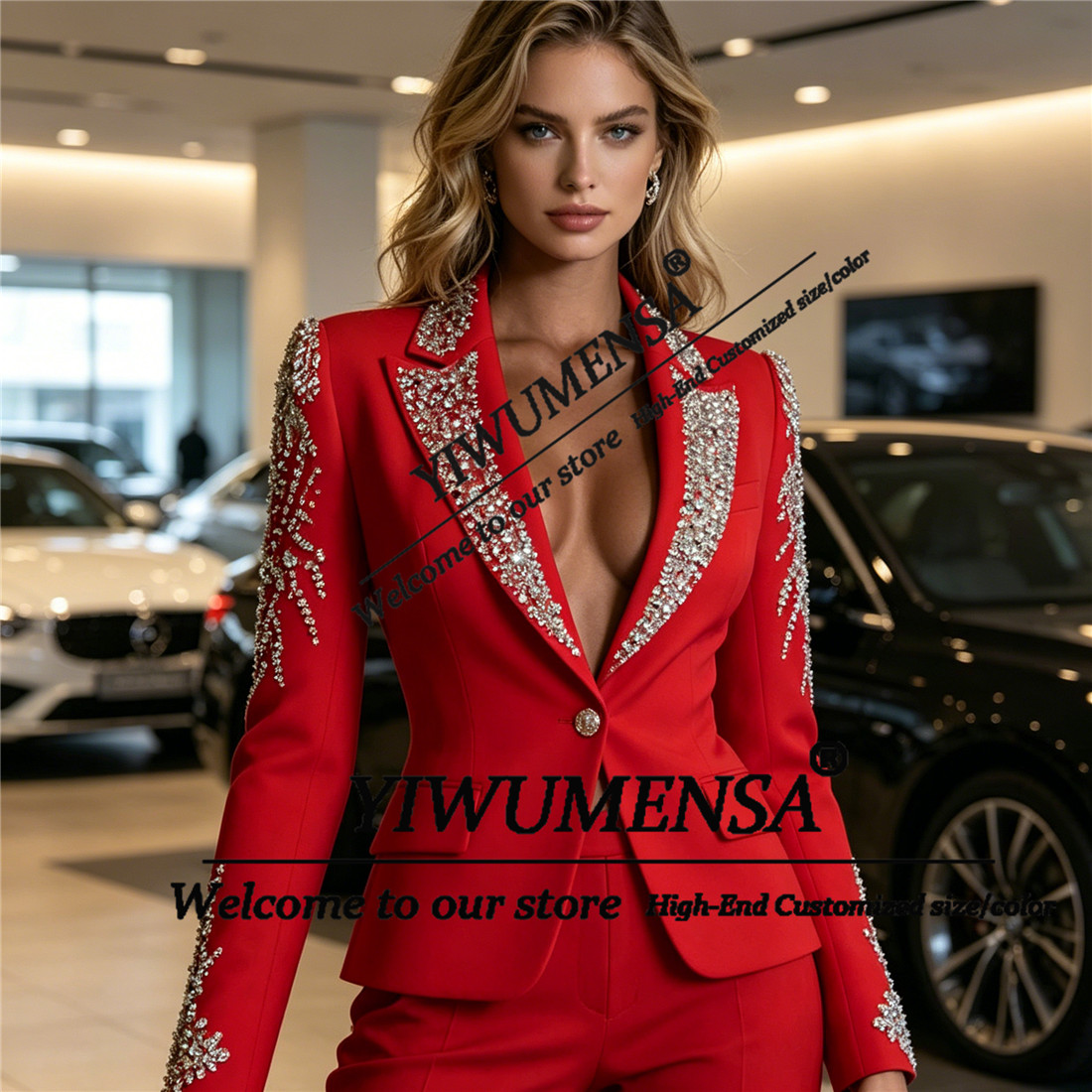 Luxury Women Suits 2 Pieces Se - Women Formal Wear Blazer Set 评论和价格