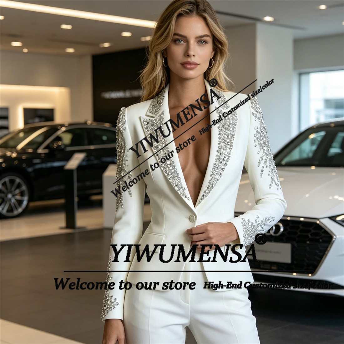 Luxury Women Suits 2 Pieces Se - Women Formal Wear Blazer Set 评论和价格