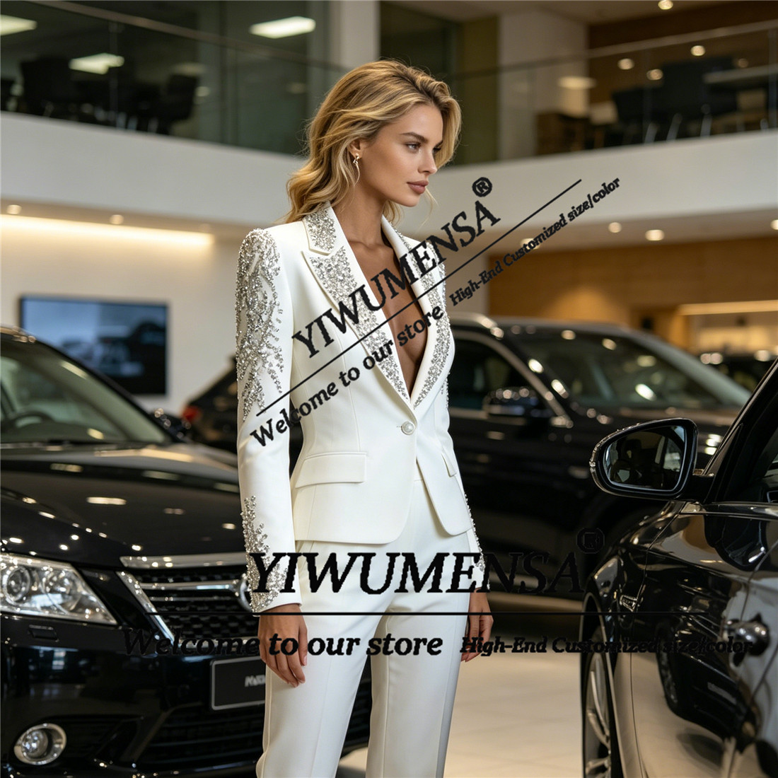 Luxury Women Suits 2 Pieces Se - Women Formal Wear Blazer Set 评论和价格