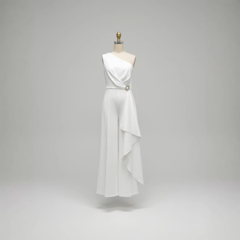 Elegant Women's White One Shou - Women'S Formal Jumpsuit Evening Wear 评论和价格