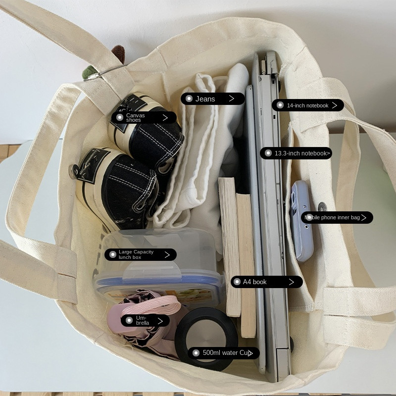 Letter ins Canvas Bag Student  - Structured Handbag Work 评论和价格