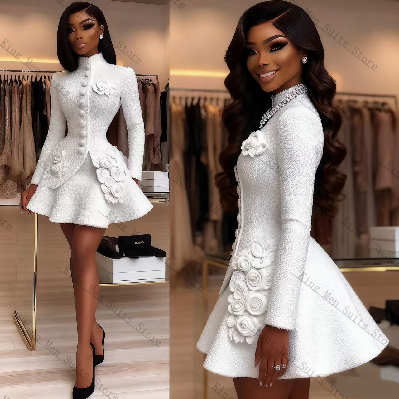 Luxury White Women Suit Set 2  - Women Formal Wear Blazer Set 评论和价格
