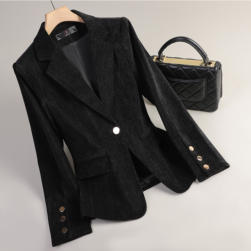 Yellow Gold Velvet Blazer Wome - Women Formal Wear Coat 评论和价格