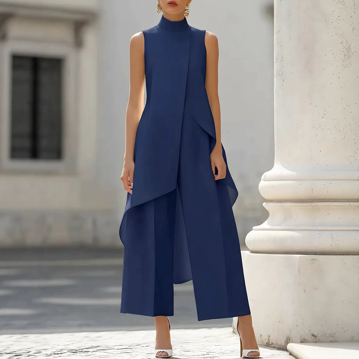 Sleeveless High Neck Asymmetri - Women'S Formal Jumpsuit Evening Wear 评论和价格