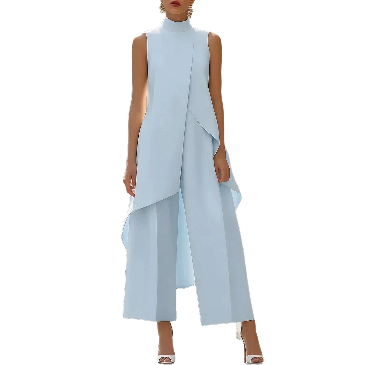 Sleeveless High Neck Asymmetri - Women'S Formal Jumpsuit Evening Wear 评论和价格
