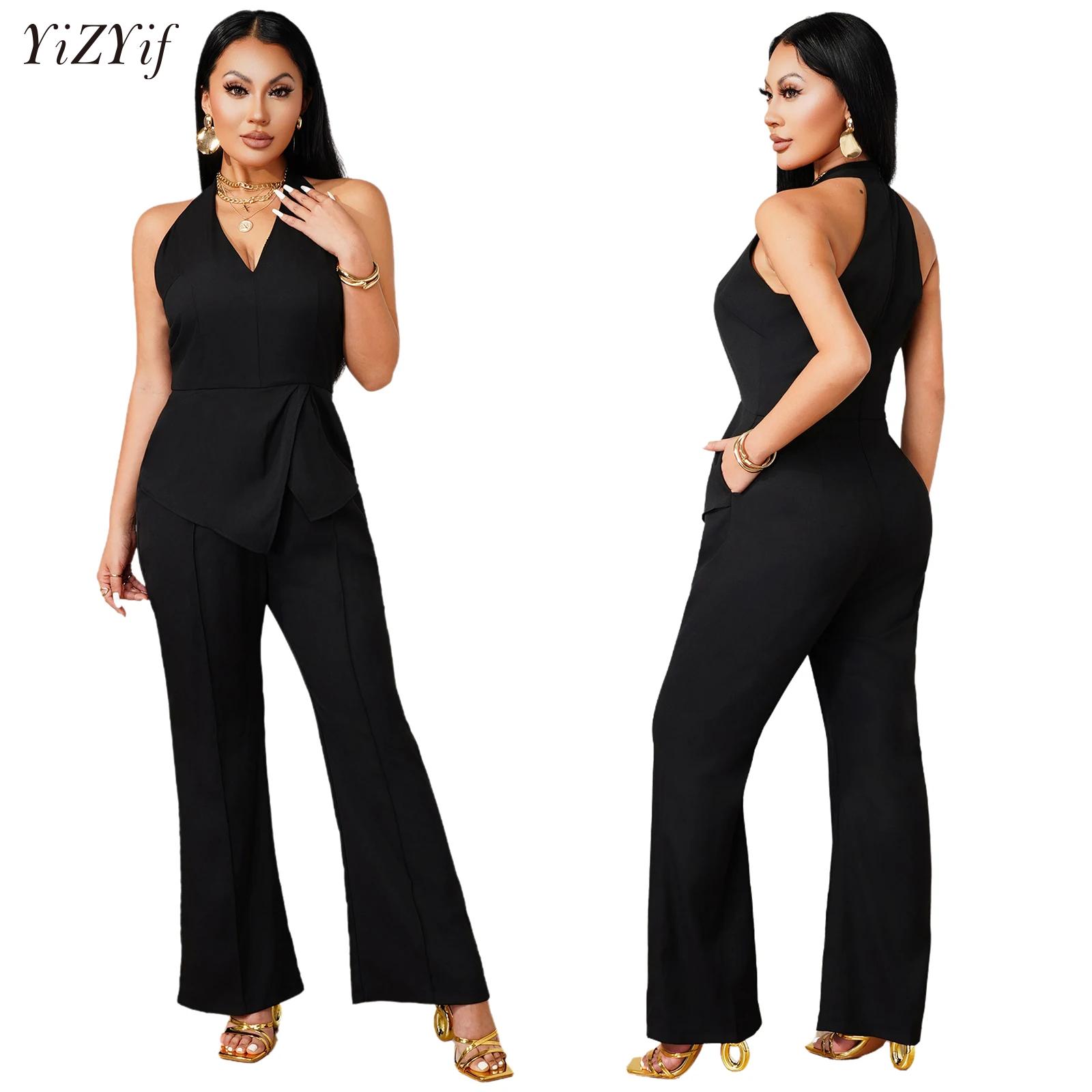 Sleeveless V-neck Jumpsuit Asy - Women'S Formal Jumpsuit Evening Wear 评论和价格