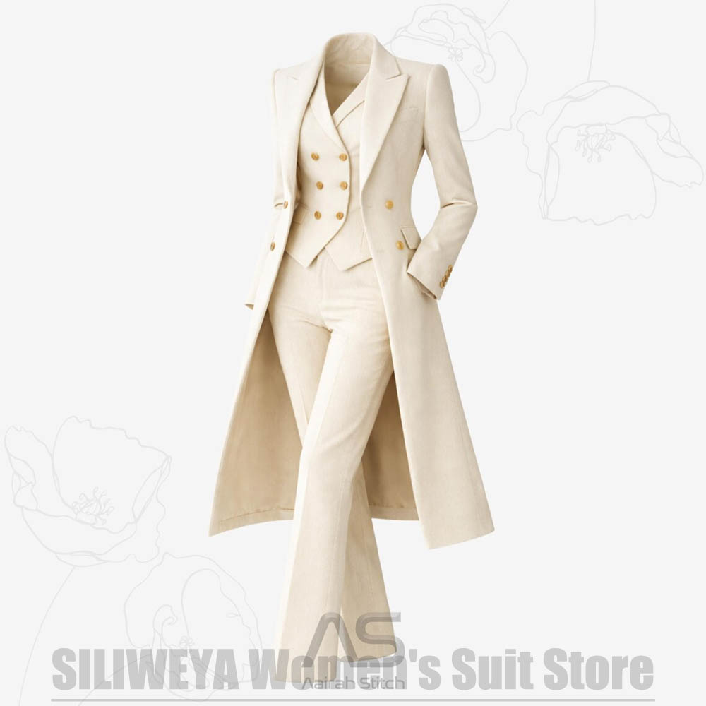 Women's Suit 3 Piece Double Br - Women Formal Wear Coat 评论和价格