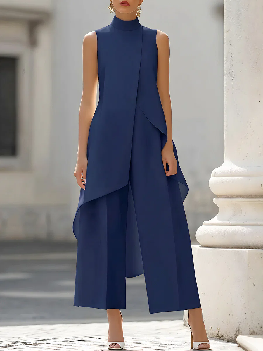 Sleeveless High Neck Asymmetri - Women'S Formal Jumpsuit Evening Wear 评论和价格