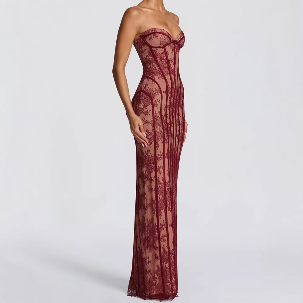 Strapless Bodycon Maxi Dress f - Women Formal Wear Dress 评论和价格