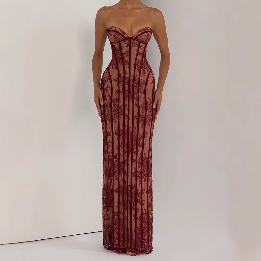 Strapless Bodycon Maxi Dress f - Women Formal Wear Dress 评论和价格