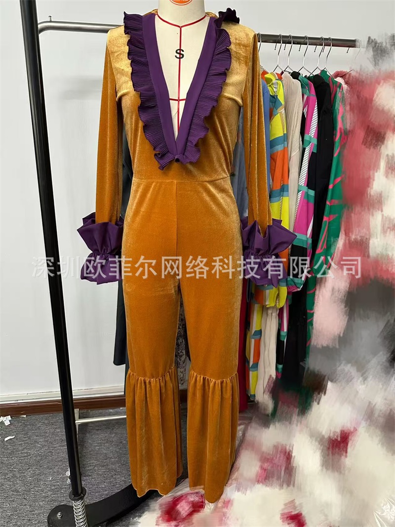 Yellow Purple Velvet Women Jum - Women'S Formal Jumpsuit Evening Wear 评论和价格