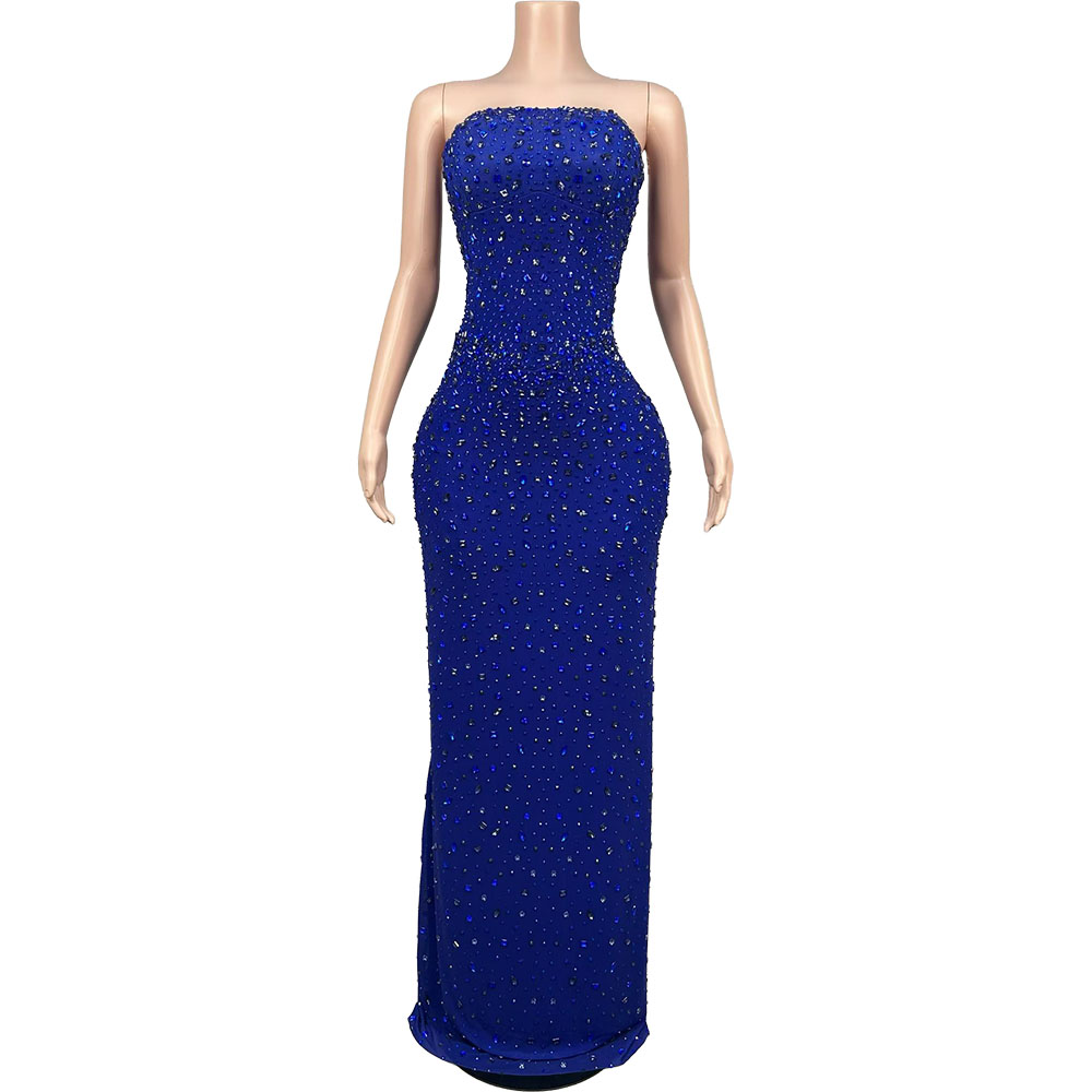 Sparkly Rhinestone Blue Strapl - Formal Gala Wear Women 评论和价格