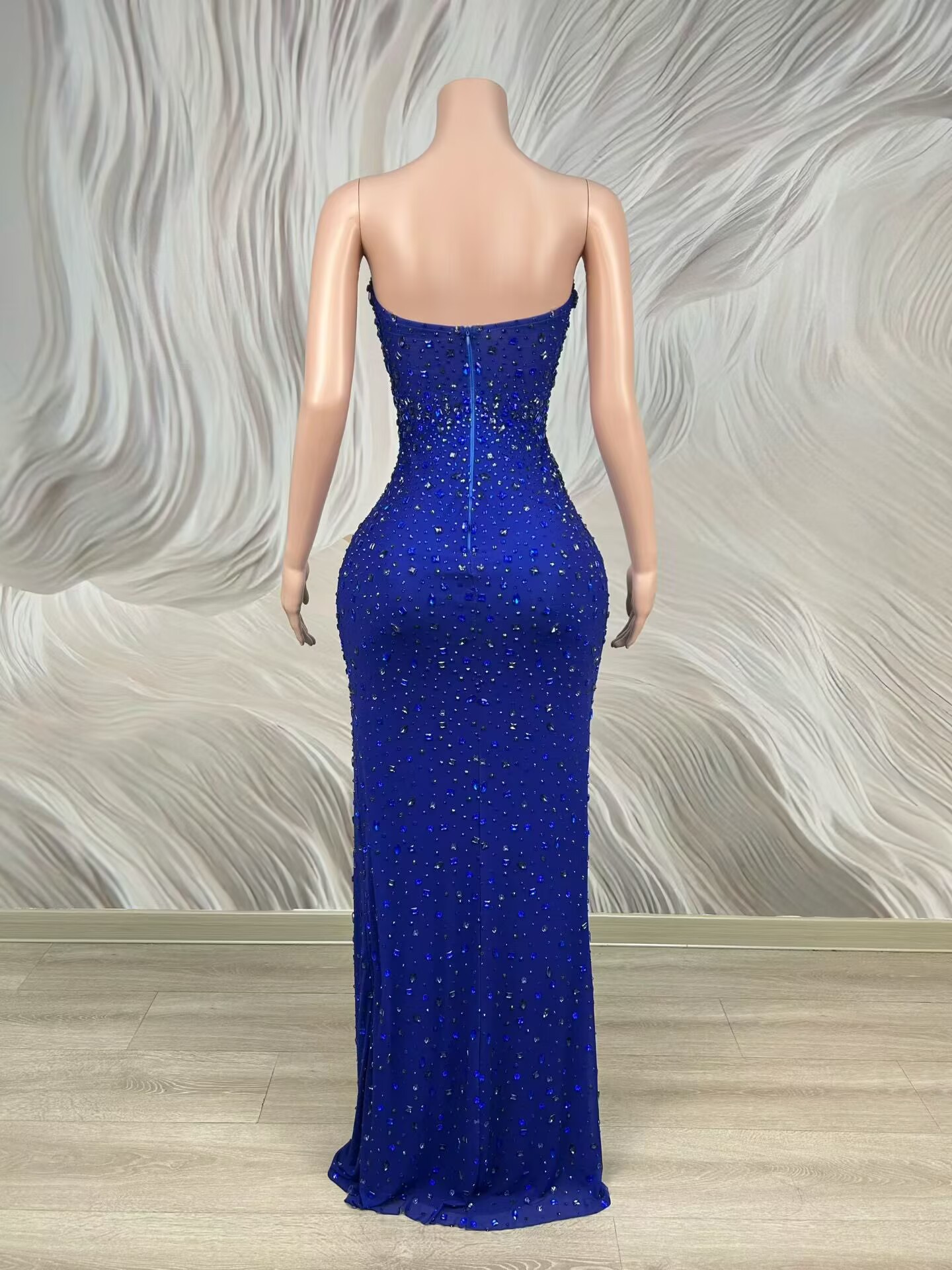 Sparkly Rhinestone Blue Strapl - Formal Gala Wear Women 评论和价格