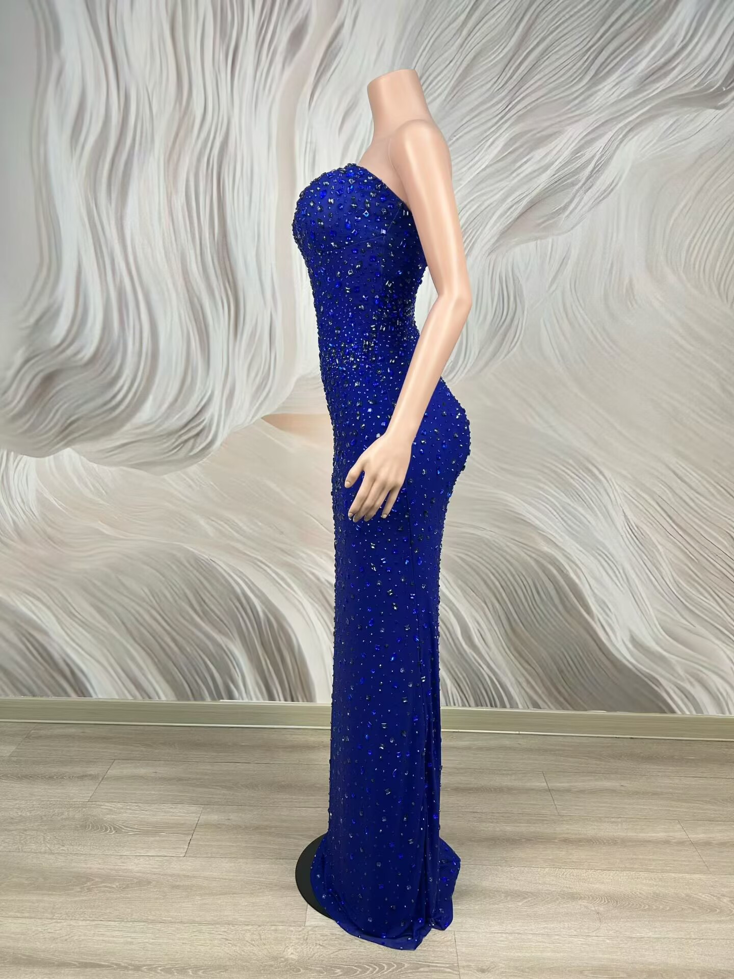 Sparkly Rhinestone Blue Strapl - Formal Gala Wear Women 评论和价格
